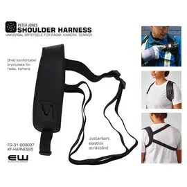 FG-31-000007
    Klick Fast Skulder bæresele
    For radio, kamera
    Ergonomisk utformet
    Shoulder harness with Klick Fast Dock mounted on a comfortable, leather strap just below the left shoulder.
    Suitable for high mounting of devices such as two-way radios, body-worn video cameras and portable gas detection monitors.
        A length-adjustable, elasticated strap fits over the right shoulder to secure the harness
        Can be worn covertly under jackets or over outerwear