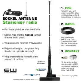 Antenne Kit Stasjonær radio - Sokkel med Magnetfot