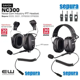 Savox Noise-COM 300 Industriheadset med PTT for Sepura