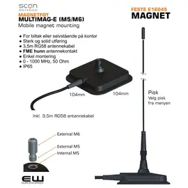 Scan Antenna MAGNET Fot med 3.65 kabel RG58 med FME hunn