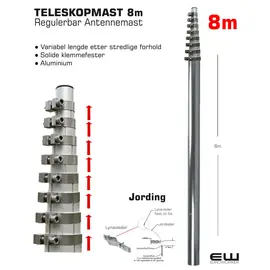 Teleskop Antennemast 8m