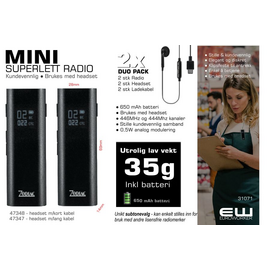 Zodiac Mini 446 Duo Pack  – Liten lisensfri radio for butikk og retail (446 % 444MHz)
