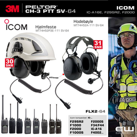 Peltor industri headset som passer til Icom med 2 pins skruekontaktPeltor industri headset som passer til Icom med 2 piuns skruekontakt