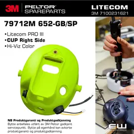 Replacement CUP Right Side Hi-Viz - Peltor Litecom PRO III Spareparts_79712M 652-GB/SP - 7100231621 _euroworker