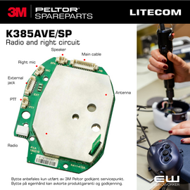 3M™ PELTOR™ WS™ LiteCom Pro III Circuit Board, Right Side, K385AVE/SP