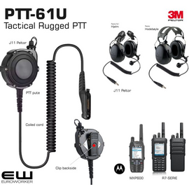 Tactical PTT with 7.1 mm Nexus female jack
Large Tactical PTT with 7,1 mm Nexus female jack for Peltor/A-kabel Headset and M16 Connector for R7/MXP600/660 radios. PTT adapter for radio communication. Developed for easy use even when wearing gloves. Designed for rugged use and for high reliability and long life under extreme conditions. ALL cords feature spiral shielding for superior protection from radio frequency (RF) and electro-magnetic (EM) interference.