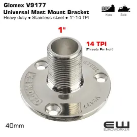 Glomex V9177 Universal Mast Mount Bracket (1"-14TPI)