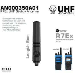 Motorola AN000350A01 R7Ex UHF Stubby Antenna (6cm, Atex)