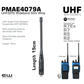 Motorola PMAE4079A UHF Whip Antenna (MX, 400-520MHz, R2, R5, R7, Atex)