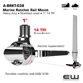 Detaljert beskrivelse av A-BRKT-038

Poynting A-BRKT-038 er et marint feste som er spesialdesignet for å montere antenner på båter. Det er en såkalt "ratchet rail mount", som betyr at det er en justerbar og låsbar brakett. Den er laget av rustfritt stål (316 Grade), et materiale som er svært motstandsdyktig mot korrosjon og perfekt for bruk i saltvann. Festet passer til rør og rekker med en diameter på 7/8" til 1" og har en standard 1" x 14 TPI gjenget montering, som passer til de fleste marineantenner.

Slik monteres det på båten

Montering av festet er ganske rett frem. Du fester A-BRKT-038 ved å klemme den rundt båtrelingen eller et rør, og deretter strammer du den til med de medfølgende boltene. Den smarte vippemekanismen lar deg enkelt justere antennens vinkel i små trinn. Dette er spesielt nyttig for å sikre at antennen står helt loddrett, selv om monteringsflaten er skrå. Når vinkelen er riktig, låser du den på plass. Til slutt skrur du bare antennen fast på det gjengede festet.

Viktige tips for plassering og forstyrrelser

For å få best mulig ytelse og unngå signalforstyrrelser, er det avgjørende å tenke over hvor du plasserer antennen.

    Optimal plassering: Antennen bør monteres så høyt og fritt som mulig. Sørg for at den har fri sikt 360 grader rundt, uten store hindringer som master, skorsteiner eller andre store metallobjekter i nærheten. En god tommelfingerregel er at jo høyere du kommer, jo bedre rekkevidde og signalstyrke får du.

    Avstand til andre antenner: En av de viktigste tingene er å holde god avstand til andre antenner, spesielt VHF-antenner og radar. Sterke signaler fra VHF-radioer kan forstyrre 4G/5G-antennen og redusere ytelsen. Plasser derfor antennen minst 0,5 meter unna andre antenner for å minimere risikoen for forstyrrelser.

    Forstyrrelser fra radar: Unngå å plassere antennen direkte i radarens sendebane, da dette kan skape alvorlig støy og i noen tilfeller til og med skade utstyret. Radaren bør alltid monteres høyere enn andre antenner om mulig.

Kort fortalt, ved å velge et høyt og fritt sted på båten og holde god avstand til annen radioelektronikk, får du mest ut av antennen din.