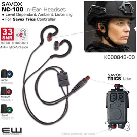 Savox Trics Headset in ear NC100 Noise-com NC-100 K600843-00 Euroworker