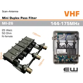 Scan Antenna VHF MI-26 - Mini Duplex Pass Filter (144-175, 25W)