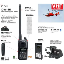 Icom IC-A16E - Euro VHF Airband Handheld Radio (Bakke flyradio, Bluetooth)_ euroworker_ Velg modell fra menyen: 

    IC-A16E #42 - Uten bluetooth (81018)
    IC-A16E #52 - Med bluetooth (81016_euroworkerIcom IC-A16E - Euro VHF Airband Handheld Radio (Bakke flyradio, Bluetooth)_ euroworker_ Velg modell fra menyen: 

    IC-A16E #42 - Uten bluetooth (81018)
    IC-A16E #52 - Med bluetooth (81016_euroworker
