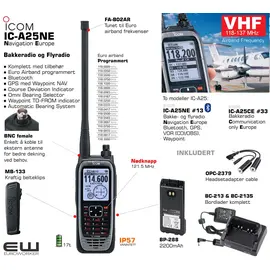 Icom IC-A25NE #13 VHF Airband Handheld Radio med Navigation Europe