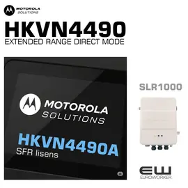 LICENSE,EMEA EXTD RANGE DIRECT MODE LICENSE KEY
License key required to activate the “Extended Range Direct Mode” feature in an SLR 1000 / SLR 5500 / SLR 8000 repeater. Also known as "Single Frequency Repeater". Significantly increases coverage area on a single frequency beyond a direct mode solution. Does not require additional frequency usually required on a repeater. Inbound burst is repeated 90 ms later on outbound (time division duplex).