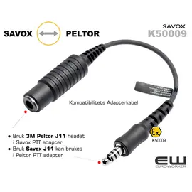 Savox J11 til 3M Peltor Adapter Overgangskabel (K50009)