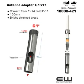 Scan Anetnna adapter 10000-421 - fra 1"-14TPI til G1"-11, euroworker