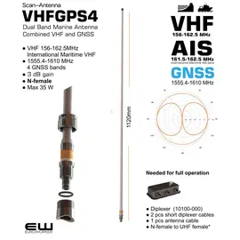 Scan Antenna VHFGPS4 Dual Band Marine Antenna Combined VHF and GNSS