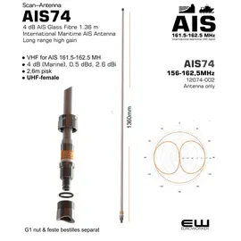 Scan Antenna AIS74 4 dB AIS Glass Fibre (161.5-162.5 MHz)