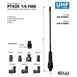 Scan Antenna UHF PT435 ¼  λ  FME (400-470MHz)