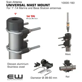 Scan Antenna 10000-183 Universal 1" 14TPI Mast/Radil Antenna Mount