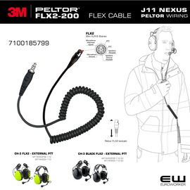 3M Peltor FLX2-200 standardkabel til PTT adapter (J11 for -110, Listen Only -112 series)