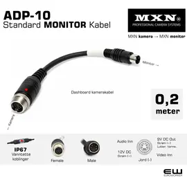 MXN 4-pin mini DIN female ~ MXN 4-pin mini DIN male, typisk dashboard kamera kabel, euroworker
