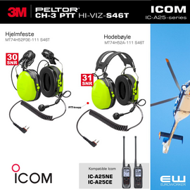 3M Peltor CH-3 FLX2 Headset med FLX2-S46T kabel til Icom IC-A25-serie