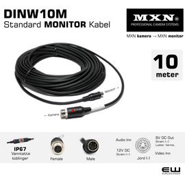 MXN camera kabel to MXN monitor. 10m - MXN Standard Monitor Cable - DINW10M