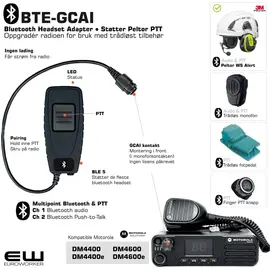 BTE-GCAI - Smart Bluetooth Adapter for Motorola DM4400e og DM4600e (Støtte for Peltor PTT protokoll)