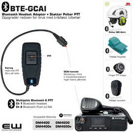 BTE-GCAI - Smart Bluetooth Adapter for Motorola DM4400e og DM4600e (Støtte for Peltor PTT protokoll)