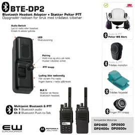 BTE-DP2 Bluetooth Adapter for Motorola DP2000-serie (Peltor PTT protokoll)
