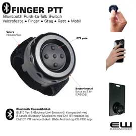 Bluetooth Finger PTT Switch (For BTE- Radio Adapter og POC app)