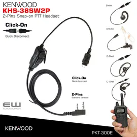 Kenwood KHS-38SW2P Snap-on PTT Headset (PKT-300E)