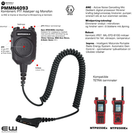 Motorola PMMN4093 Kombinert PTT Adapter og Monofon Atex (MTP8000Ex-serien)