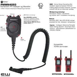 Motorola PMMN4093 Kombinert PTT Adapter og Monofon Atex (MTP8000Ex-serien)