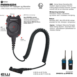 Motorola PMMN4094 Atex - Kombinert PTT Adatper og Monofon (R7Ex