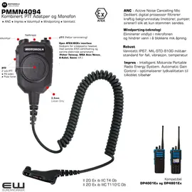 Motorola PMMN4094 Atex - Kombinert PTT Adatper og Monofon (R7Ex