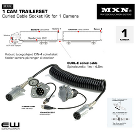 MXN 1 CAM TRAILERSET - Kit med Curled Cable Socket Kit for 1 Camera