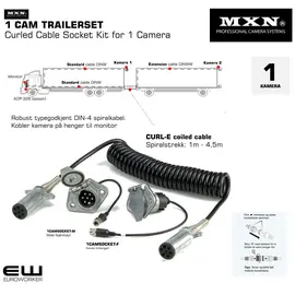 MXN 1 CAM TRAILERSET - Kit med Curled Cable Socket Kit for 1 Camera