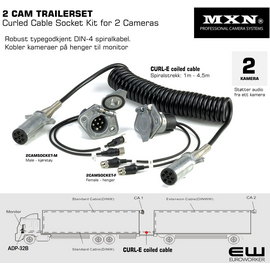 MXN 2 CAM TRAILERSET - Kit med Curled Cable Socket Kit for 2 Cameras