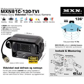 MXNMXN81C-TVI 130° - Heavy Duty Vidvinkel og Nærbilde Monitorkamera