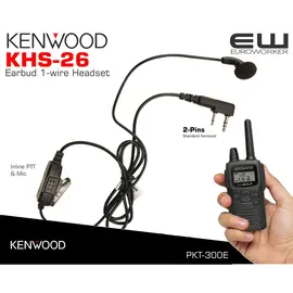 Kenwood KHS-26 Earbud 1-Wire PTT Headset (PKT-300E)