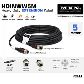 MXN skjøtekabel forlengelseskabler Heavy Duty Camera Cable - HDINWW5M (System A)