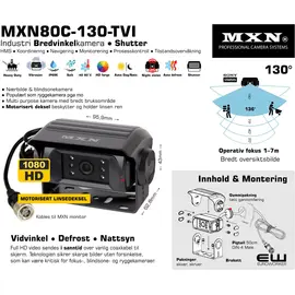 MXN MXN80C-TVI-130 - 130° Industri Vidvinkel Kamera med Motorisert Deksel (Fokus 1-7m)