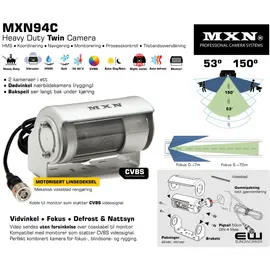 MXN MXN94C  Twin Camera  - 150° & 53° Vidvinkel og Fokuskamera med Motorisert Deksel