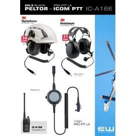 Bundle - 3M Peltor CH-3 Nexus headset med PRO PTT-Adapter (LA-feste, J11, IC-A16E, F2000, F1000, F29SR2 mfl)
