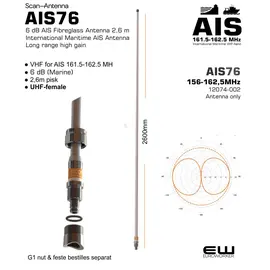 Scan Antenna AIS76 6 dB AIS Glass Fibre (161.5-162.5 MHz)