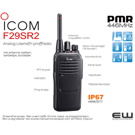 ICOM F29SR Lisensfri Håndholdt Radio (446MHz)(Analog)