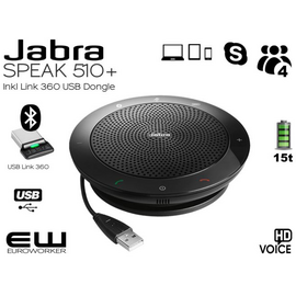 Jabra Speak 510+ Speakerphone (USB & Bluetooth + USB Bluetooth Dongle)